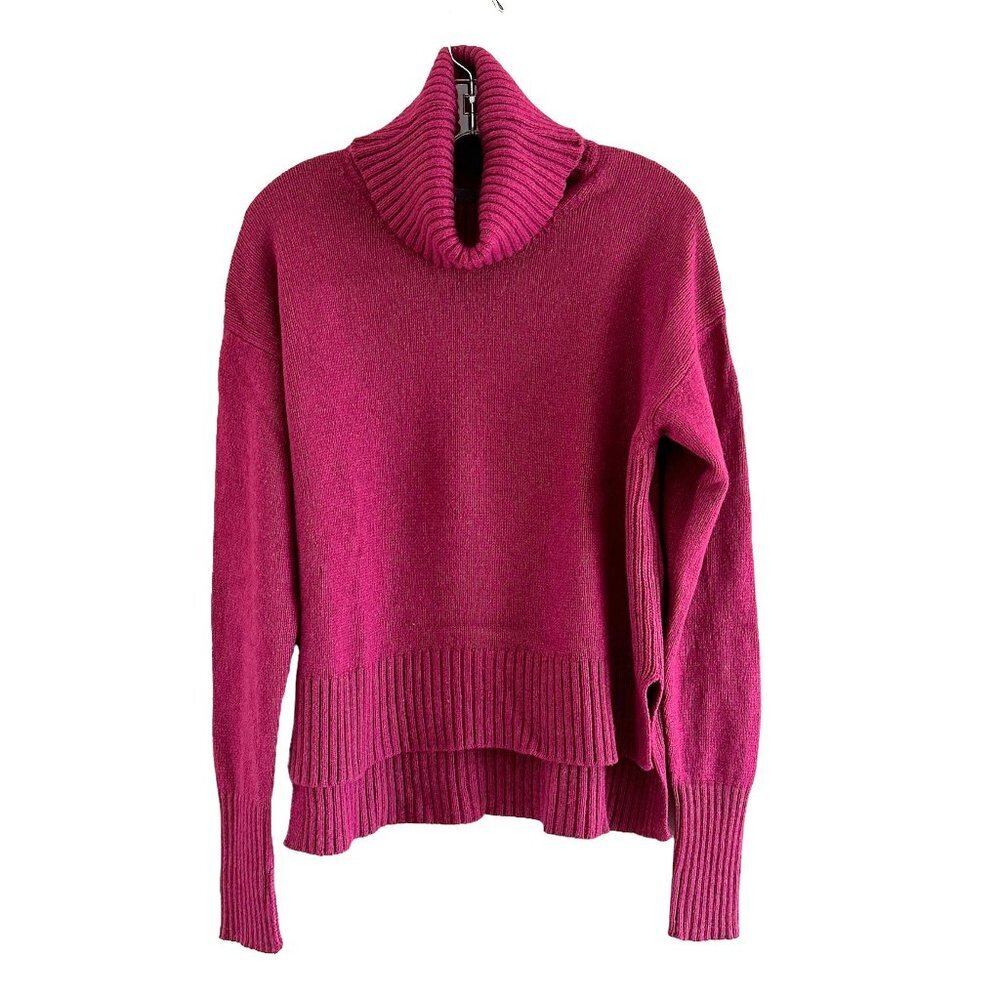 Anthropologie Blair Magenta Cowl Neck Slit Hem Sweater